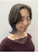 イヤリングカラー/ラベンダー/バイオレット/外ハネボブ/ボブ