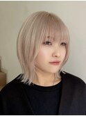 ウルフレイヤーボブ長めボブ切りっぱなしボブ20代30代ハイトーン