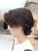 渋谷波巻きスパイラルパーマシャドウパーマメンズボブウルフ