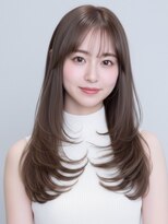 キャパ セントラル 天神 大名店(CAPA central)&nbsp;ロングレイヤー 顔周りカット アッシュブラウン 艶髪