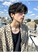 メンズカジュアルセンターパート　根元パーマ