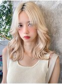 センター分けくびレイヤーロング前髪パーマ