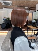 【ADORE横浜】パツっとボブ×ピンクオレンジカラー