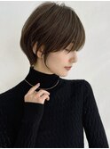 前髪あり耳掛け丸みくびれショートボブ20代30代40代50代（蘭）