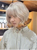 ケアブリーチ/外ハネボブ/ホワイトブロンド/韓国/ダブルカラー
