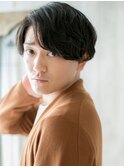 20代30代ブラックかき上げ斜めバングマッシュY上尾