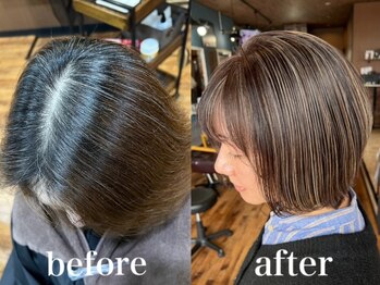 ロイズ ヘアデザイン アンド スパ(LOES)の写真/白髪にお悩みの方必見！白髪を活かした白髪ぼかしハイライトで、動きのあるおしゃれカラーを楽しめる♪