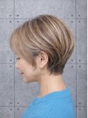 白髪/艶カラー/50代/ミルクティーブロンド/顔周りカット