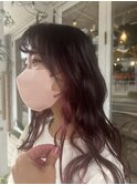 大人ガーリーダークアッシュミディアムレイヤーカットブリーチ