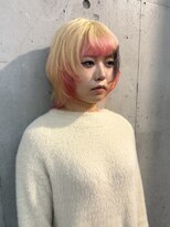 ラニヘアサロン(lani hair salon)&nbsp;ブロンド×ピンク×グレー/デザインカラー/抜きっぱなし/