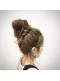 モテ愛されおくれ毛大人可愛いルーズお団子ヘアセット