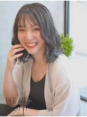 ネイビーブルー×シースルーハイライト