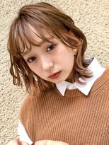 アイティー バイ アルバム 中野店(IT by ALBUM)&nbsp;似合わせカットアプリコットオレンジウェーブミディアム_8249