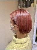 ミニボブ×ピンクオレンジカラー