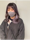 インナーカラー_マロンベージュ Aラインボブ かきあげ