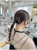 ローポニー　タイトロープ　ヘアセット　アレンジ　編みおろし