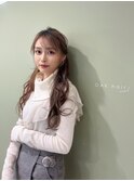 編み込みハーフアップ／ゆる巻き
