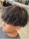 メンズメッシュツイストスパイラルパーマハイライトカラー束感