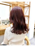 Say.reeレッドブラウン黒髪韓国風ミディアムレイヤーカット小顔