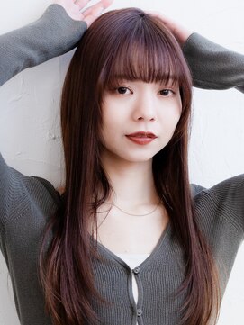 シエル 大分店(CIEL) 黒髪サラツヤロング 前髪あり　ナチュラルストレートヘア 小顔