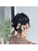 佐賀/結婚式/お呼ばれ/ヘアアレンジ/リボンアレンジ/編み込み
