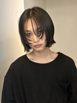 メゾンアクア 表参道(Maison ACQUA) =メンズボブ/ダークアッシュ/ニュアンスパーマ／メンズウルフ