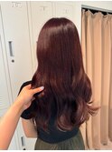 ツヤ感ブリーチなしワインレッド