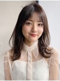 小顔 前髪 レイヤーカット チェリーブラウン"