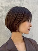 表参道酸性ストレートパーマ艶髪ショート梅雨対策グレージュ40代