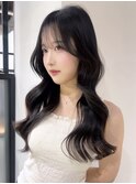 グレージュロング韓国ヘア顔周りレイヤー_F41140
