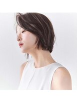 ジュノヘアージャパン 表参道(JUNO HAIR JAPAN)&nbsp;韓国ヘア タッセルボブ ハイライト グレージュ 縮毛矯正 前髪