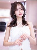 20代大人ガーリーミディアムレイヤーカット/ダークアッシュ