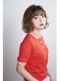 20代シースルーバングハイライトオリーブカラーショートふわボブ