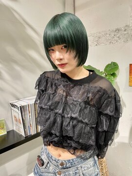 クリアーオブヘアー 栄南店(CLEAR of hair) 顔まわりレイヤーボブ×深みグリーン/RIHO