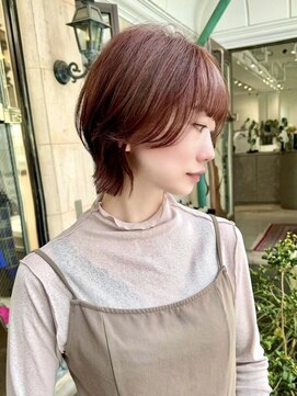 ラグーン 原宿 表参道(LAGOON) 大人マッシュショートウルフカットメルティカラーピンクブラウン