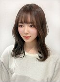 ラベンダーベージュ波巻き艶トリートメントブラウンカラー都島