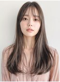 アッシュブラウン細めハイライトレイヤーロング上尾20代30代