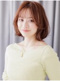 シアーバングブリーチなしAラインゆるふわボブパーマ30代40代X