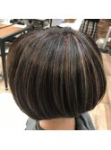 3Dカラーで白髪ぼかし♪艶ボブ
