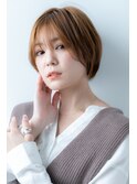オレンジブラウン ショートボブ