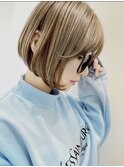 切りっぱなしボブ トリプルカラー プラチナミルクベージュ t331