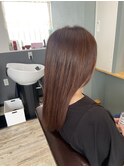 大人かわいい、ほんのりピンクブラウンツヤカラー