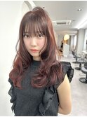 天神美容室×ダブルカラー×ワインレッド
