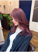 ブリーチ1回暖色カラー×顔周りレイヤーカット