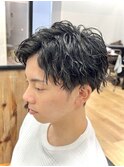 ツイストスパイラルパーマフェードメンズカットメンズサロン眉毛