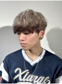 ホワイトミルクティー ブラウン メンズデザインカラー 裾エンド