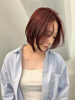 プロス(Pros) ブリーチなしカラー/レッドカラー/ショートボブ