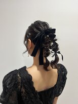 アドラーブル 松崎店(adorable) 【お呼ばれヘア】編みおろし ベロアリボン