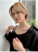 外国人風ボブパーマ モカベージュカーテンバング海外ガールt116