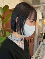 ノード(NODE)&nbsp;栄黒髪垢抜け丸みシルエットボブヘア